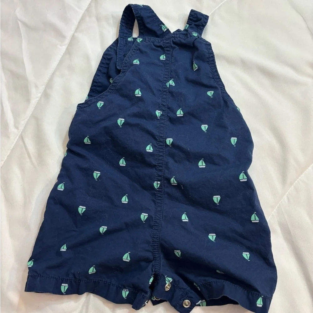 Carter's Navy and Green Kids shorts overalls “mommy’s first mate” nautical 12M